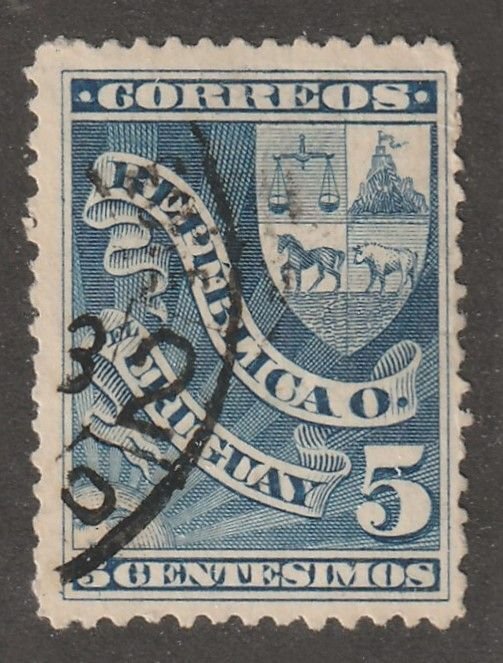 Uruguay, Stamp, scott#104,  used, hinged,  5, blue