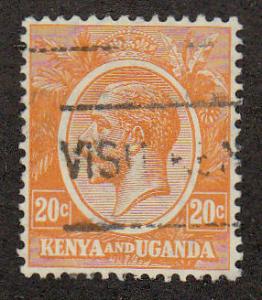 Kenya,Uganda Tanz. George V Orange (Scott # 25) Used