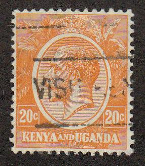 Kenya,Uganda Tanz. George V Orange (Scott # 25) Used