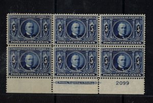 USA #326 Very Fine Never Hinged Plate Block Of Six **With Certificate** 