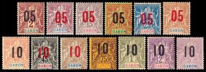 Gabon Scott 72-84 (1912) Mint H/LH F-VF Complete Set, CV $21.45 C