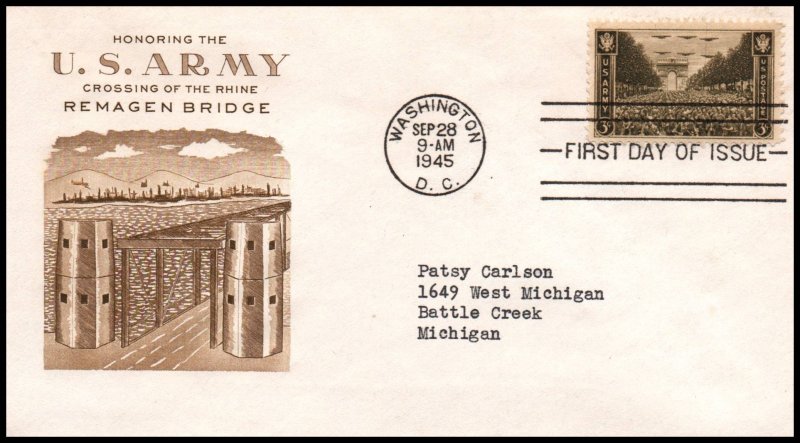 US 934 Army Grimsland Typed FDC