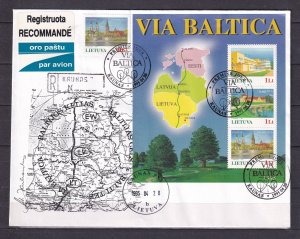 Lithuania 1995 Via Baltika Railroad Maps Cover