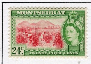 MONTSERRAT; 1953 early QEII Pictorial issue fine Mint hinged 24c. value