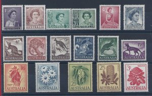 1959-62 AUSTRALIA - Ordinary Elizabeth, animals and flowers 17 values, Yv. 249/2