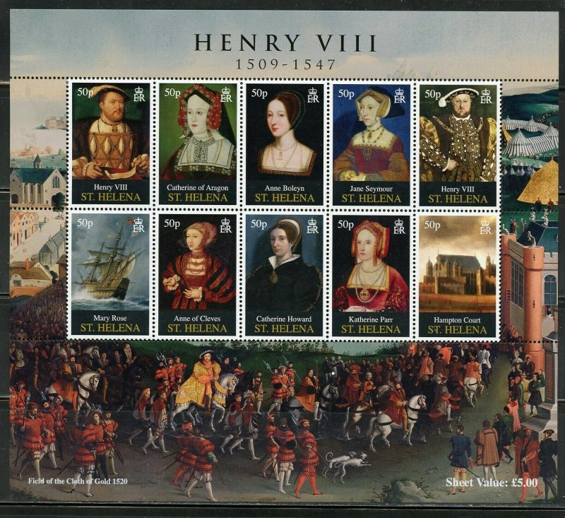 ST. HELENA  HENRY VIII  SCOTT #977 SHEET MINT NH