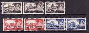 Bahrain-Sc#96-8-unused Hinged QEII Castle set showing slightly different