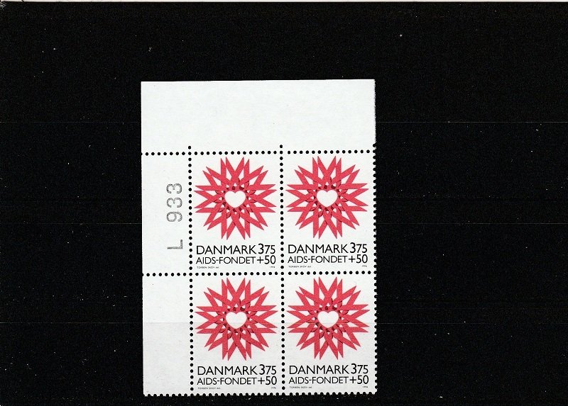 Denmark  Scott#  B81  MNH  Plate Block of 4  (1996 Aids Foundation)
