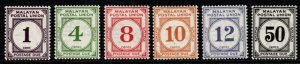 MALAYAN POSTAL UNION SGD1/6 1936-8 POSTAGE DUE SET MTD MINT