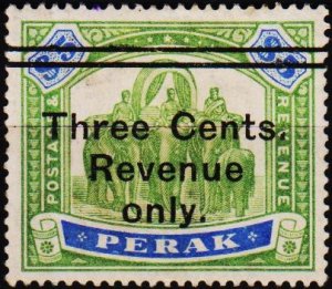 Malaya(Perak). 1895? 3c on $5 (Revenue). UnUsed/No Gum