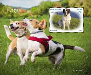 Maldives 2019 MNH Dogs Stamps St Bernard Dog Domestic Animals Pets 1v S/S