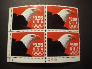 Scott 2541, $9.95 Eagle & Olympic Rings, PB4 #A3232 2 LL, MNH Express Mail Beaut