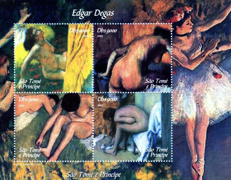 Sao Tome & Principe 2005 EDGAR DEGAS Nudes Paintings Sheet Perforated Mint (NH)