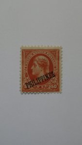 Philippines Stamp Scott # 219 Mint HR 50 Cents Orange Jefferson F-VF