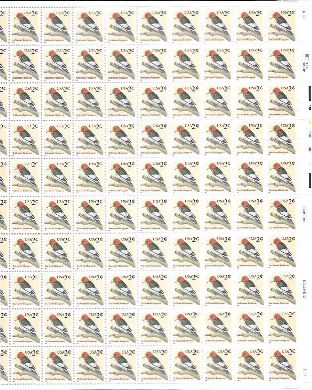 US #3032  Full Sheet.  100 Red-headed Woodpeckers