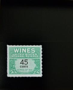 1942 45c U.S. Internal Revenue Cordial & Wine, Green Scott RE137 Mint F/VF NH