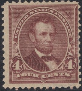 Sc# 269 U.S 1895 Abraham Lincoln 4¢ MMH small remnant issue CV $42.50