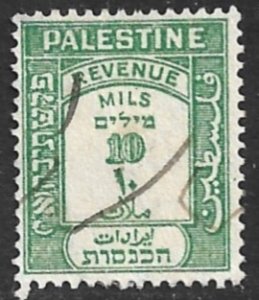 PALESTINE 1928-44 10m Green WARTIME Printing Revenue Bale No. 258b VFU