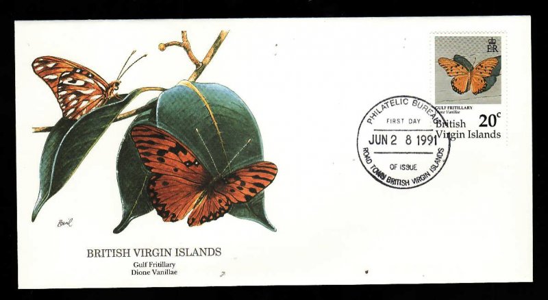 Flora & Fauna of the World #55b-Insects FDC-Gulf Fritillary-Butterfly-Virgin Is.