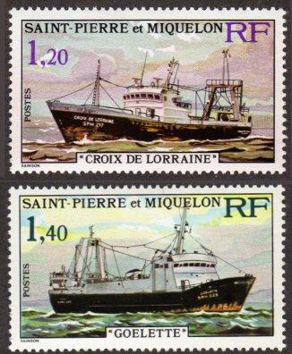 St. Pierre et Miquelon #451-52 MH ships cpl CV$22