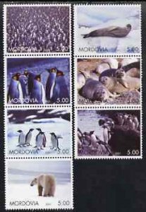 MORDOVIA - 2001 - Arctic Wildlife - Perf 7v Set -Mint Never Hinged-Private Issue