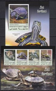Dz1169 ! Imperf 2019 Djibouti Turtles Marine Life Reptiles #2720-23+Bl1268 Mnh