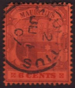 Mauritius 1902 Sc#104, SG#146 6c Purple & Red Arms USED