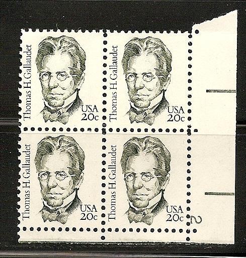 USA SC # 1861 MNH Plate Block of 4 Great Americans LR 2