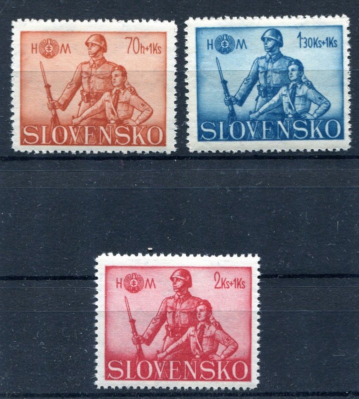 SLOVAKIA WW2 GERMAN PUPPET STATE 1942 HLINKA GUARD SCOTT B8-B10 PERFECT MNH