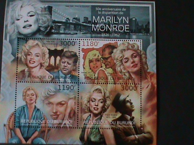 ​BURUNDI-1962- SEXY MOVIE STAR-MARILYN MONROE 50TH ANNIVERSARY MNH SHEET VF
