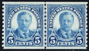 602, Mint NH 5¢ Superb NH Coil Line Pair - A GEM - Stuart Katz