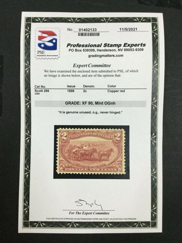 MOMEN: US STAMPS #286 MINT OG NH PSE GRADED CERT XF-90 LOT #74454 