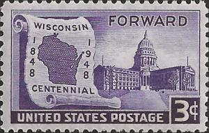 # 957 MINT NEVER HINGED WISCONSIN STATEHOOD 100TH ANNIV.