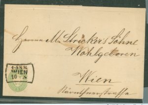 Austria 23 3kr green pays Vienna city letter rate.