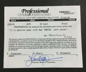 MOMEN: US STAMPS #190 USED PSE CERT