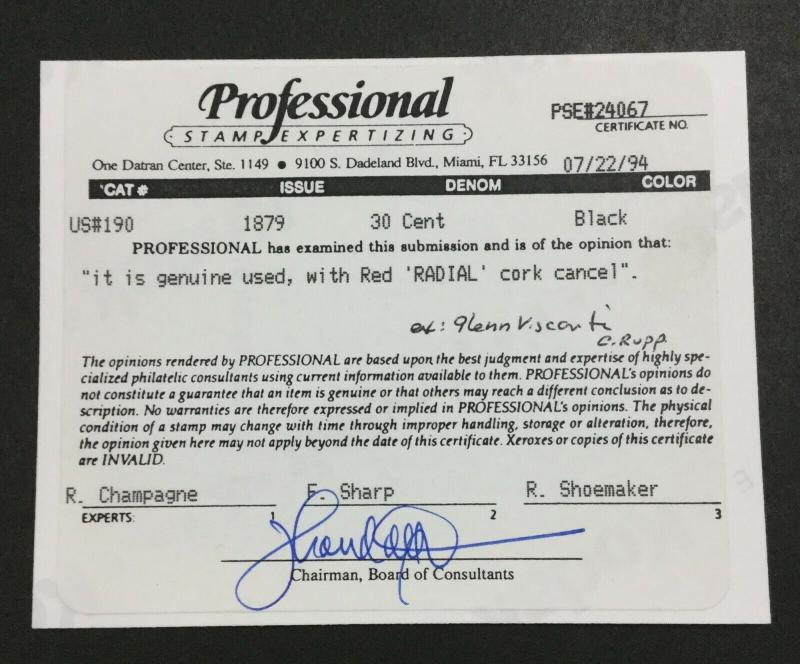 MOMEN: US STAMPS #190 USED PSE CERT