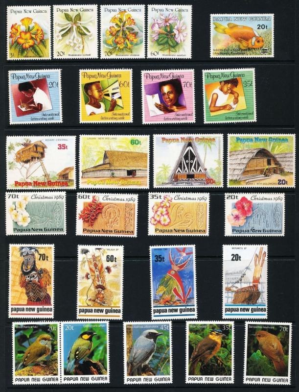 PAPUA NEW GUINEA 1989 Flowers Birds MNH(26 Stamps)(Pap1)