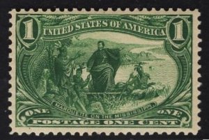 US #285 1c Dark Yellow Green Trans-Mississippi MINT NH  SCV $75