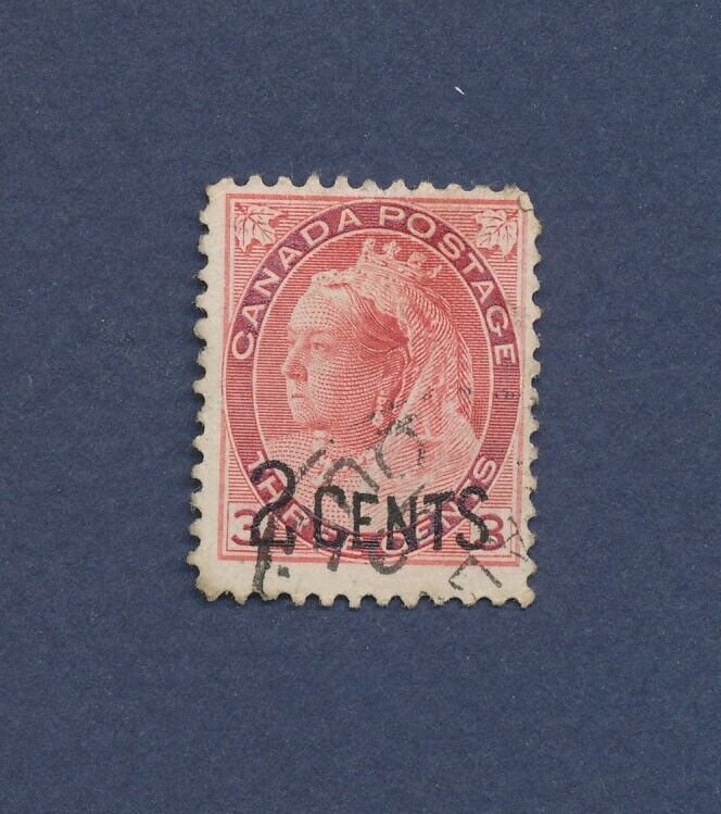 CANADA - Scott 88 - used - 2 cents on 3 cents carmine - 1899