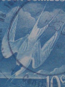 ​CUBA-LARGE PICTORIAL CUBA BIRDS ON VERY OLD CUBA USED STAMP-VERY FINE