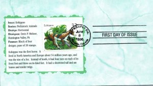 US FIRST DAY COVER PREHISTORIC ANIMALS PAIR OF DIFFERENT CACHETS AT USPSCAPEX