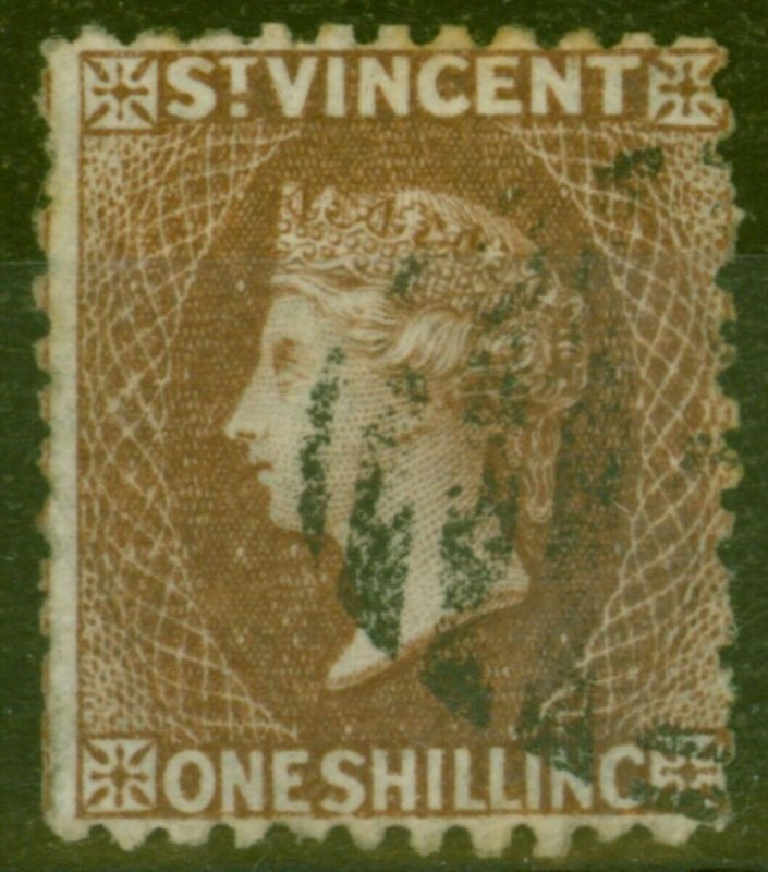 St Vincent 1869 1s Brown SG14 Good Used (2) 