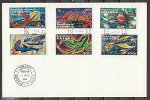 Guinea, Scott Cat. 593-598. Space Creatures, IMPERF. First day cover. ^