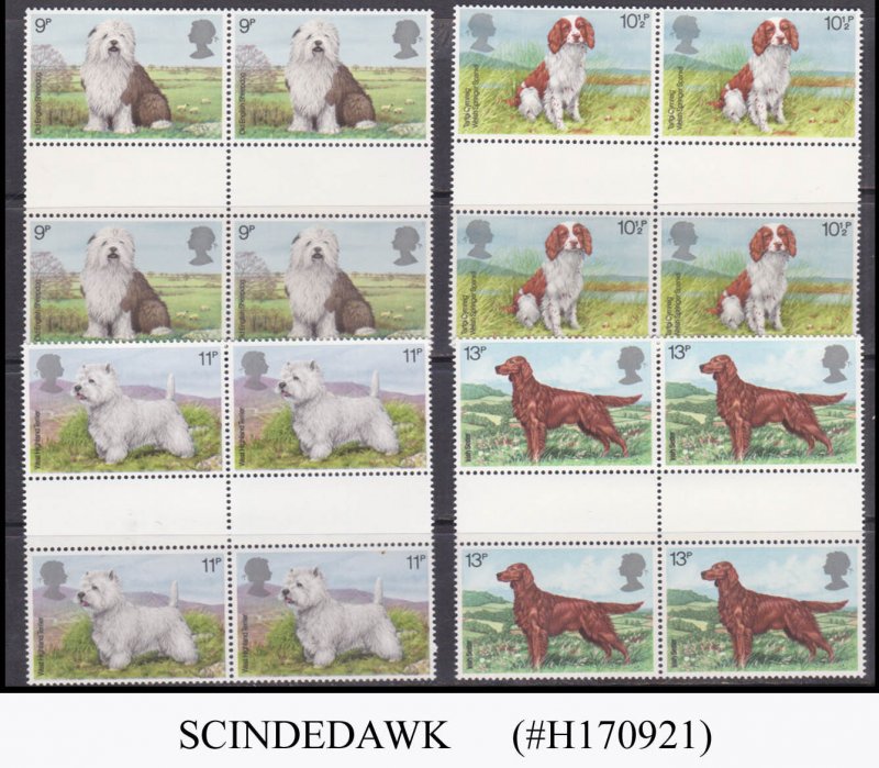 GREAT BRITAIN - 1979 DOGS / PET ANIMAL SET OF GUTTER PAIRS 4V MNH