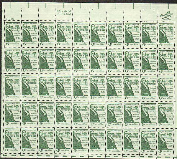 US #1380 Mint Sheet Daniel Webster 