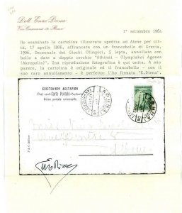 BK1831 - GREECE - POSTAL HISTORY Olympic postmark AKROPOLIS 04.1906  CERTIFICATE