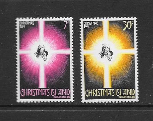 CHRISTMAS ISLAND #61-62  CHRISTMAS 1974  MNH