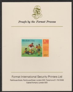 BARBUDA 1974  FOOTBALL WORLD CUP  imperf on FORMAT INT PROOF CARD