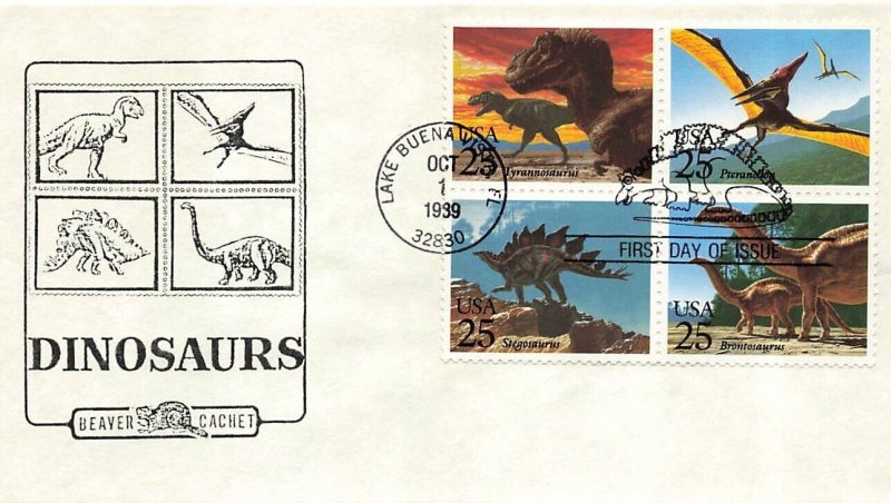 2422/2425 25c DINOSAURS - Beaver cachet