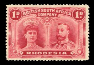 Rhodesia #102 Cat$37.50, 1910 1p rose carmine, hinged